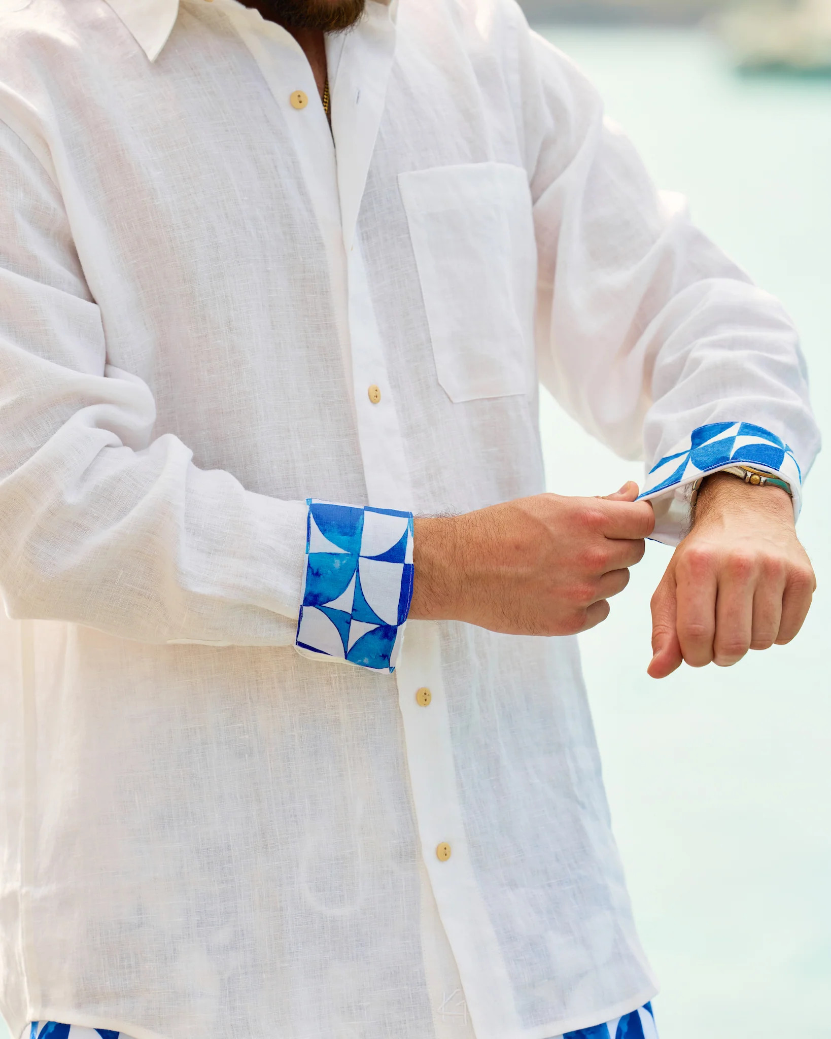 The Greece - Long Sleeve Linen Shirt | Kenny Flowers