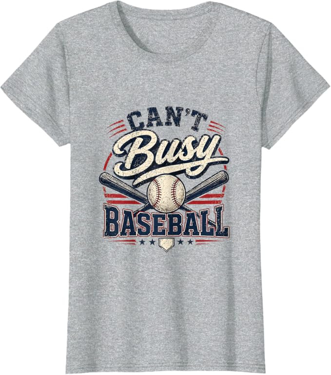 Can't Busy Baseball Vintage Retro Graphic T-Shirt | Amazon (US)