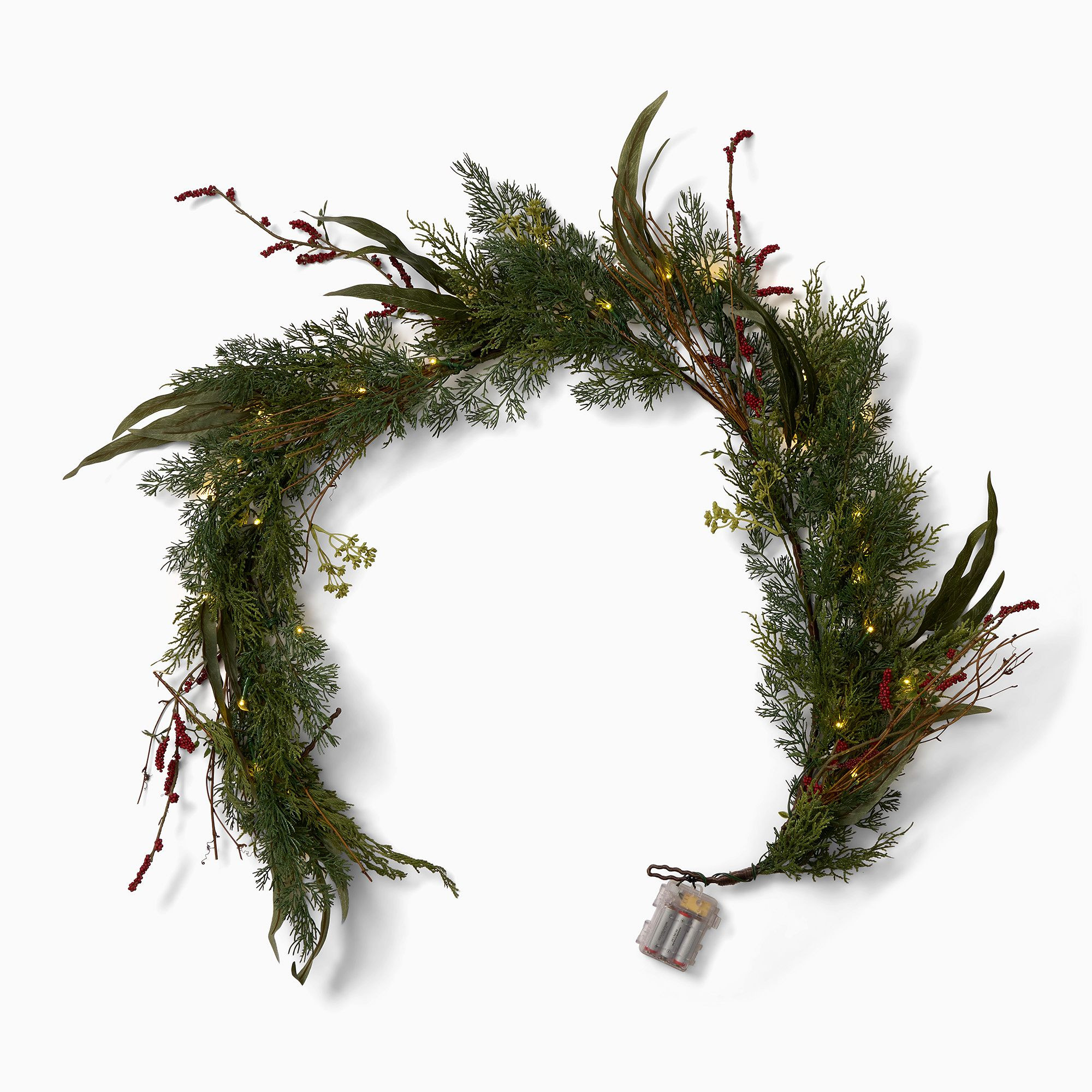 Pre-Lit Faux Mixed Pine & Pepperberry Wreath & Garland | West Elm (US)