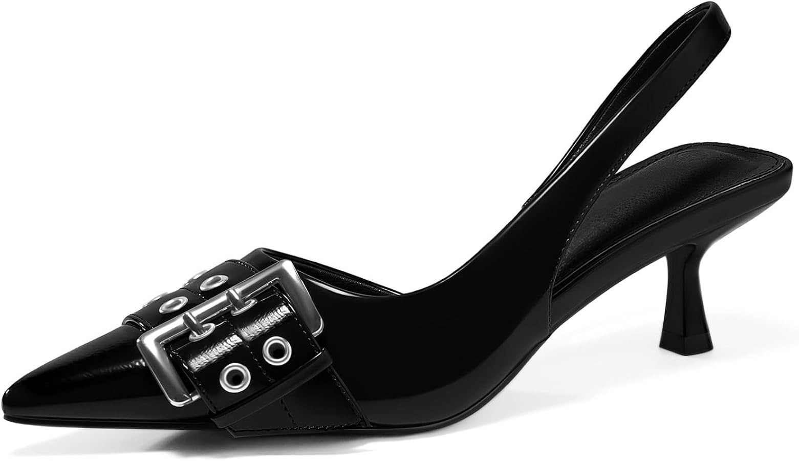PiePieBuy Womens Slingback Kitten Low Heels Closed Pointed Toe Pumps D’Orsay Buckle Studded Dre... | Amazon (US)