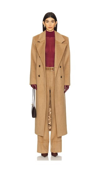 Leche Wool Coat in Camel | Revolve Clothing (Global)