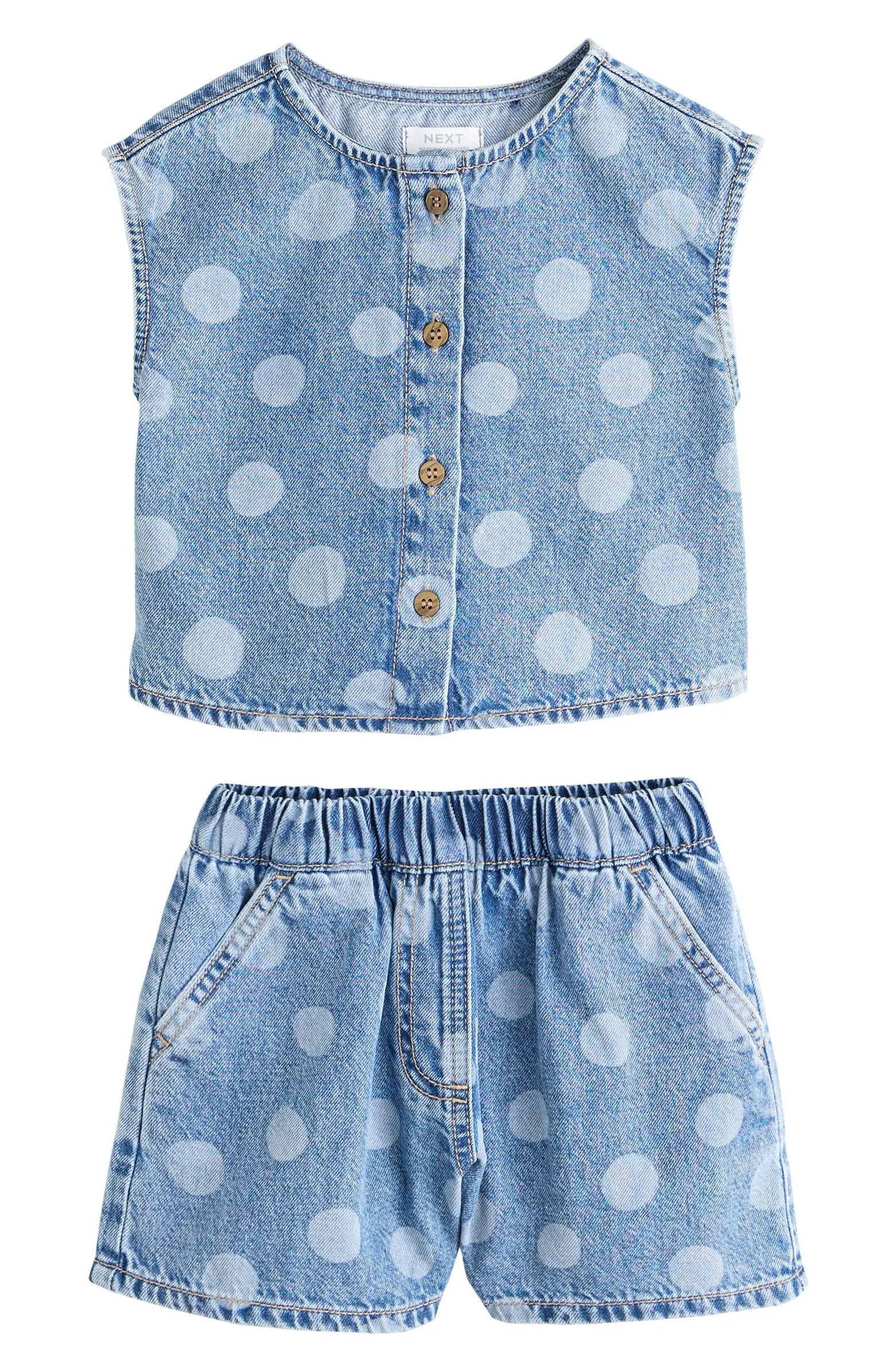 Kids' Polka Dot Tank & Denim Shorts Set | Nordstrom