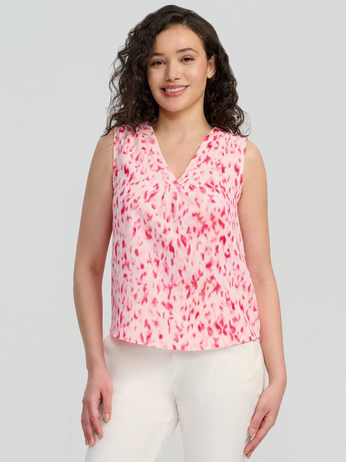 89th & Madison Print Deep V-Neck Top | 89th + Madison