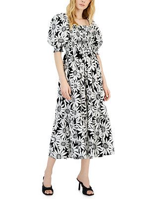 INC International Concepts Women's Smocked Puff-Sleeve Dress, Created for Macy's & Reviews - Dres... | Macys (US)