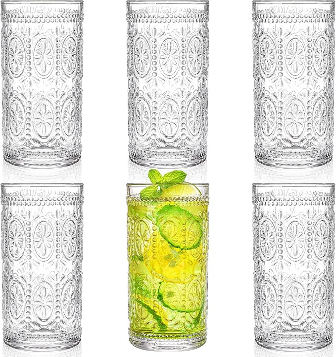 Bekith 6 Pack 12 oz Romantic Water Glasses, Premium Drinking Glasses Tumblers for Beverages, Beer... | Amazon (US)