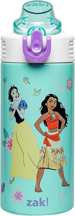 Zak Designs Disney Princess Kids Water Bottle For School or Travel, 14oz Stainless Steel Water Bo... | Amazon (US)