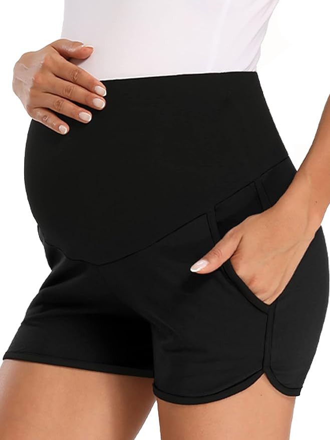 fitglam Women's Maternity Shorts Over Belly Pregnancy Lounge Workout Running Pajama Sleep Shorts ... | Amazon (US)
