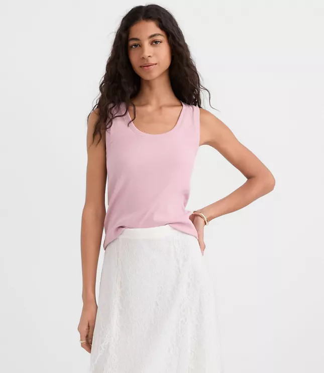 Perfect Ribbed Scoop Neck Tank Top | LOFT