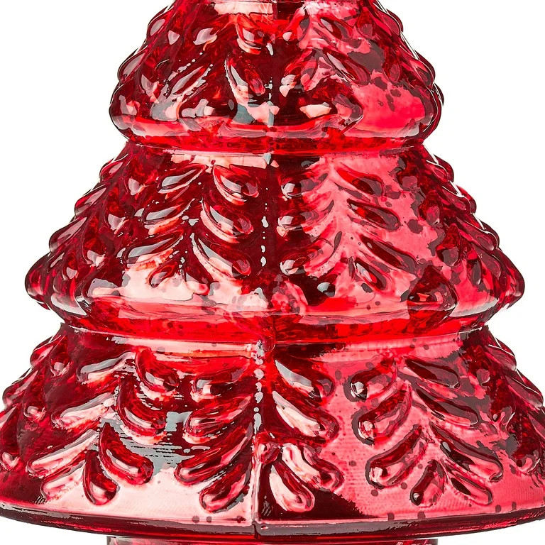 Glass Christmas Tree Tabletop Decoration, Red, 7", by Holiday Time | Walmart (US)