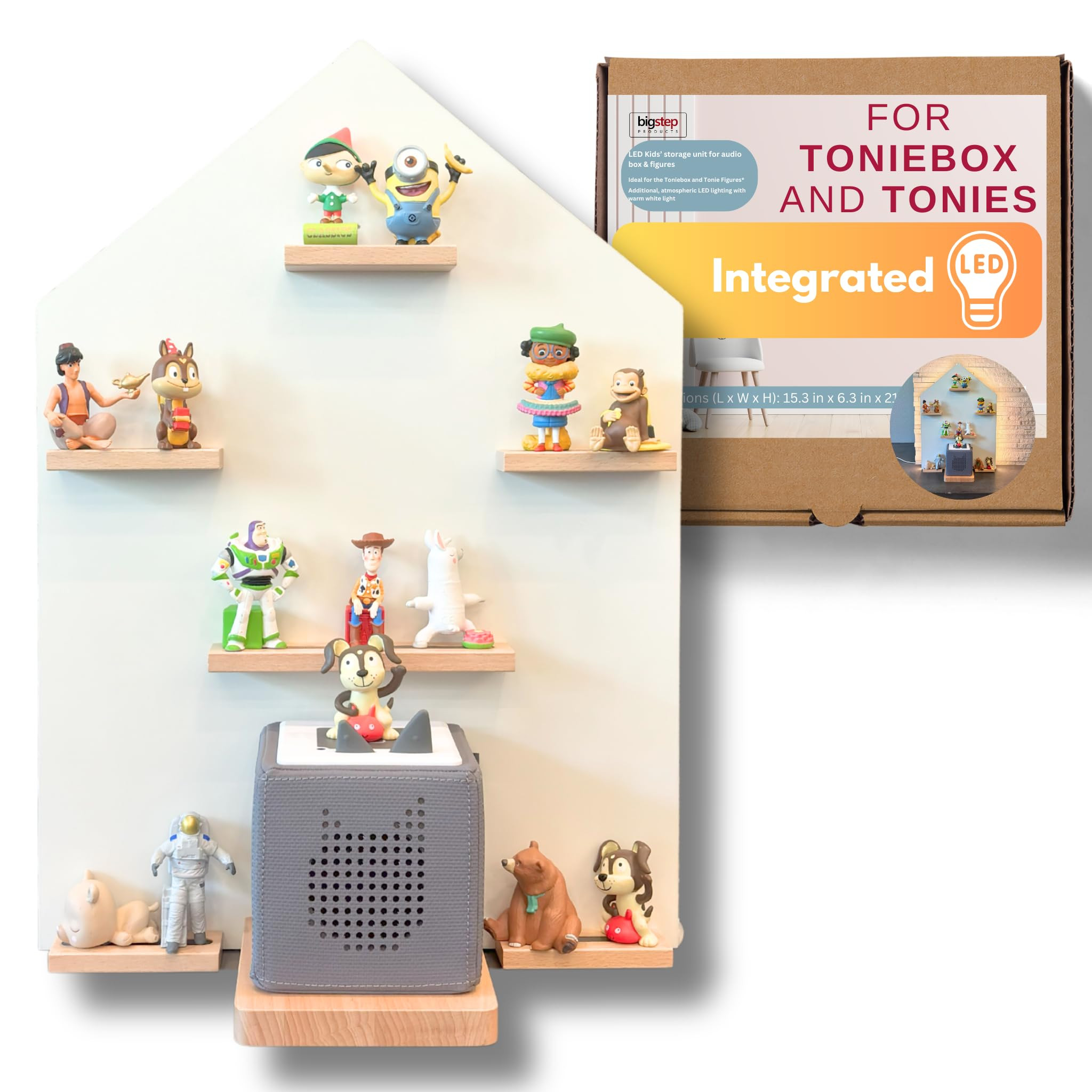 BigStep Large LED Magnetic Shelf for Tonies - Compatible with Toniebox and Tonies Characters - Me... | Amazon (US)