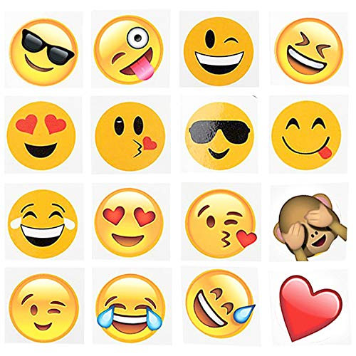 Temporary Emoticon Smiley Face Tattoos - 16 Assorted Emoticon Styles - Fun Gift, Party Favors, Pa... | Amazon (US)
