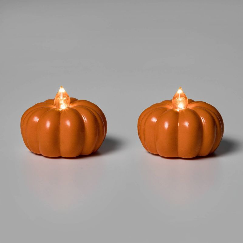 2pk LED Pumpkin Shaped Halloween Tea Lights - Hyde &#38; EEK! Boutique&#8482; | Target