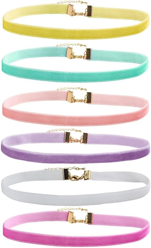 Milakoo 6 Pcs Candy Color Velvet Choker Necklace Set For Women Gothic Chokers | Amazon (US)