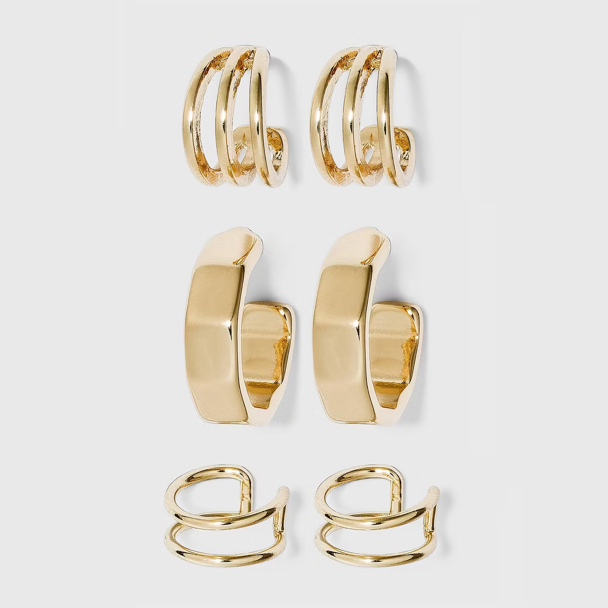 Ear Cuff and Hoop Earring Set 3pc - A New Day™ Gold: Nickel-Free Metal, Post Closure | Target