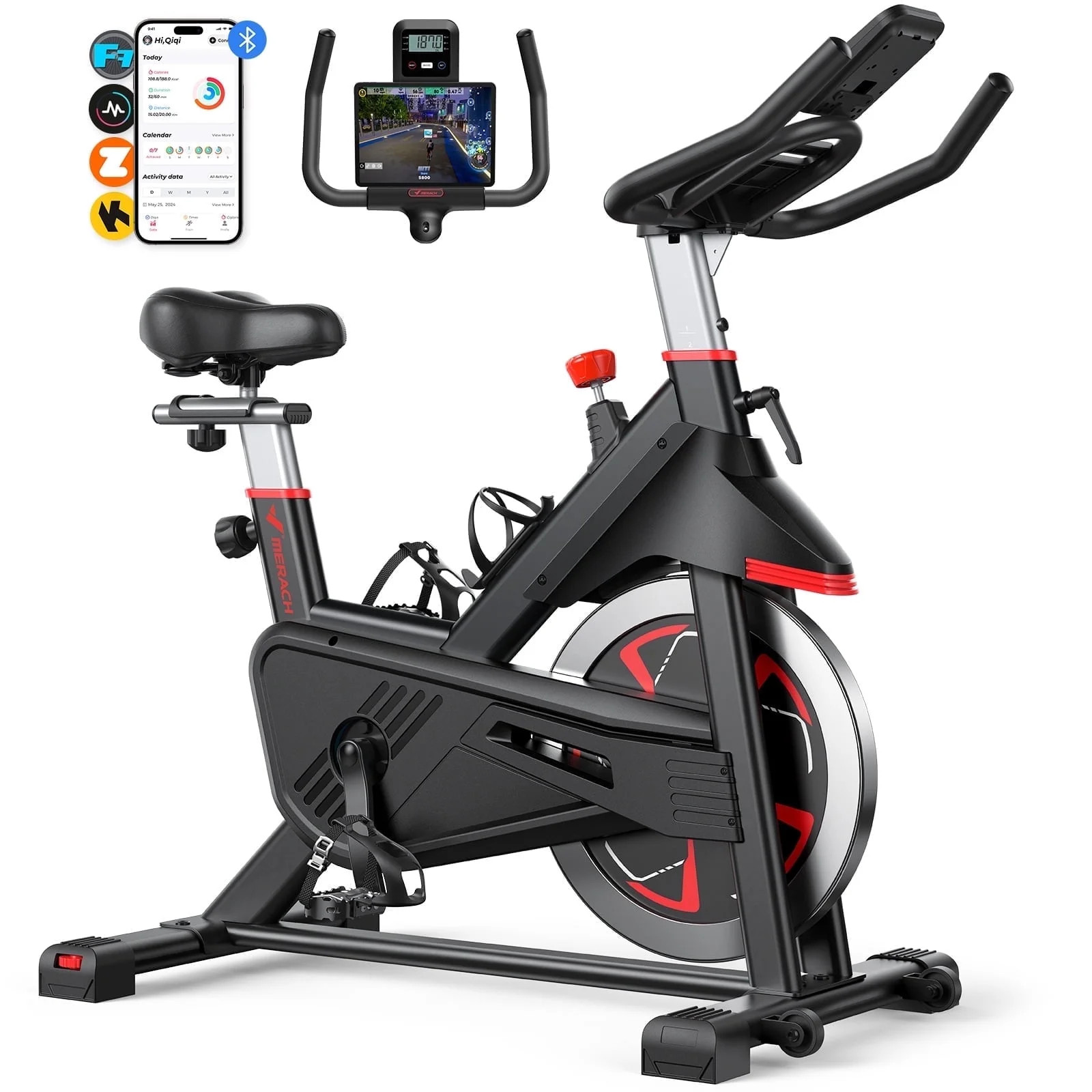 MERACH Exercise Bike Indoor Stationary Cycling Bike with 350lbs Weight Capacity 100 Resistance wi... | Walmart (US)