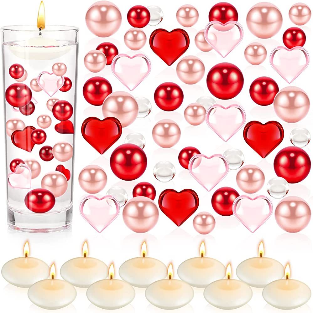 MTLEE 2116 Pieces Valentine's Day Vase Fillers Red Pink Pearl Vase Fillers Floating Pearls Floati... | Amazon (US)