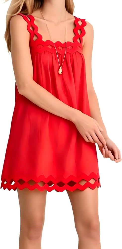 Women Sleeveless Square Neck Dress Side Pockets | Amazon (US)
