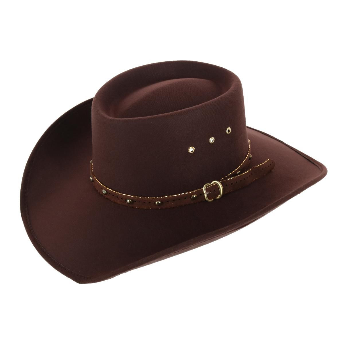 CTM Men's Felt Western Gambler Hat with Studded Hatband, Xlarge, Brown | Target