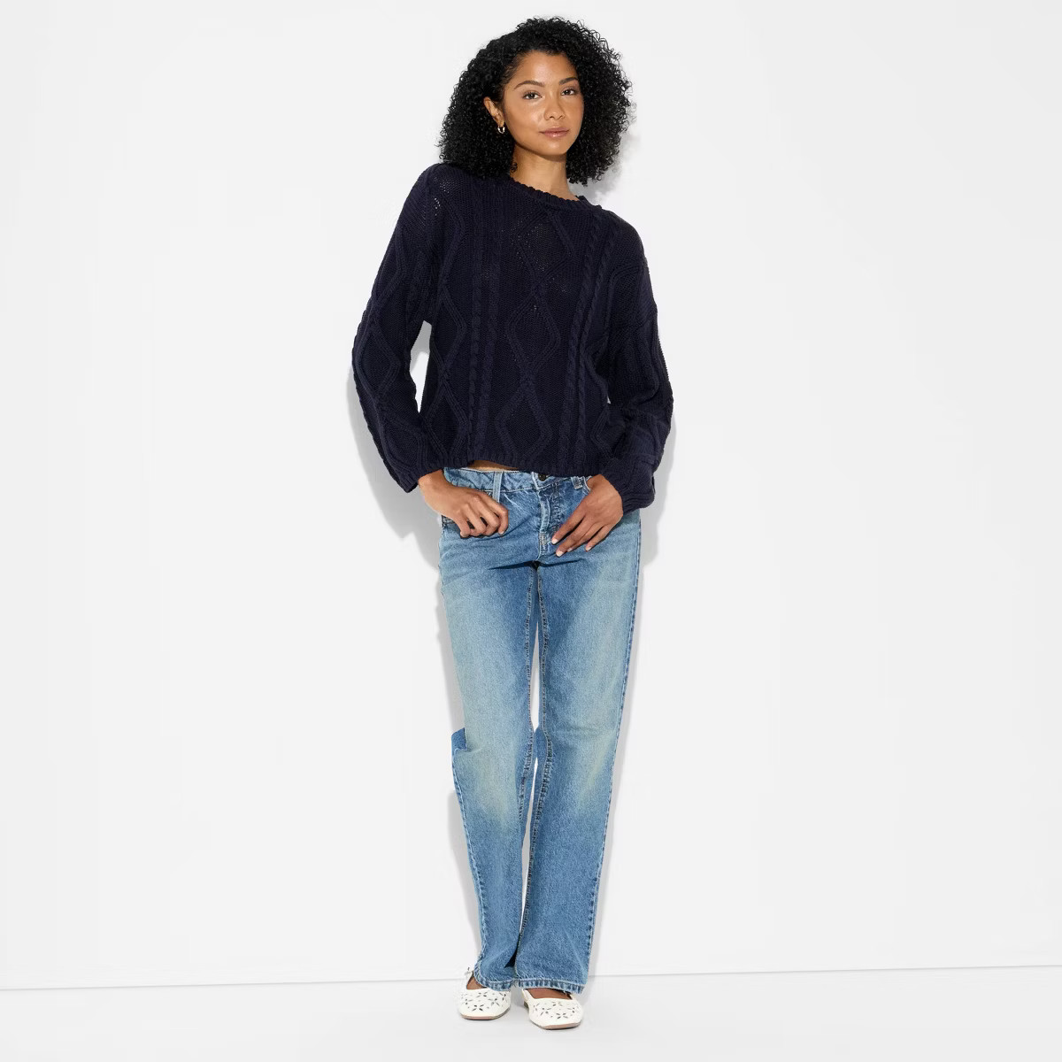 Women's Crewneck Cotton Cable Pullover Sweater - Wild Fable™ | Target