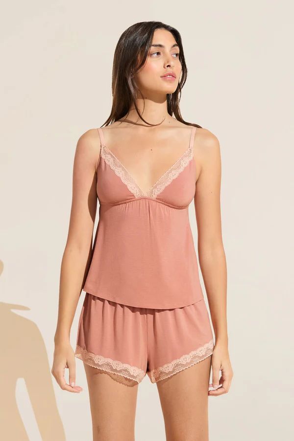 Flora TENCEL™ Modal Cami & Short PJ Set - Rouge Pink/Rose | Eberjey