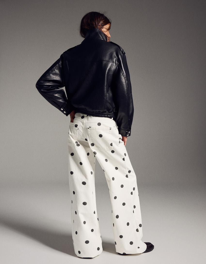 Polka dot baggy trousers - Trousers - Women | Bershka GB