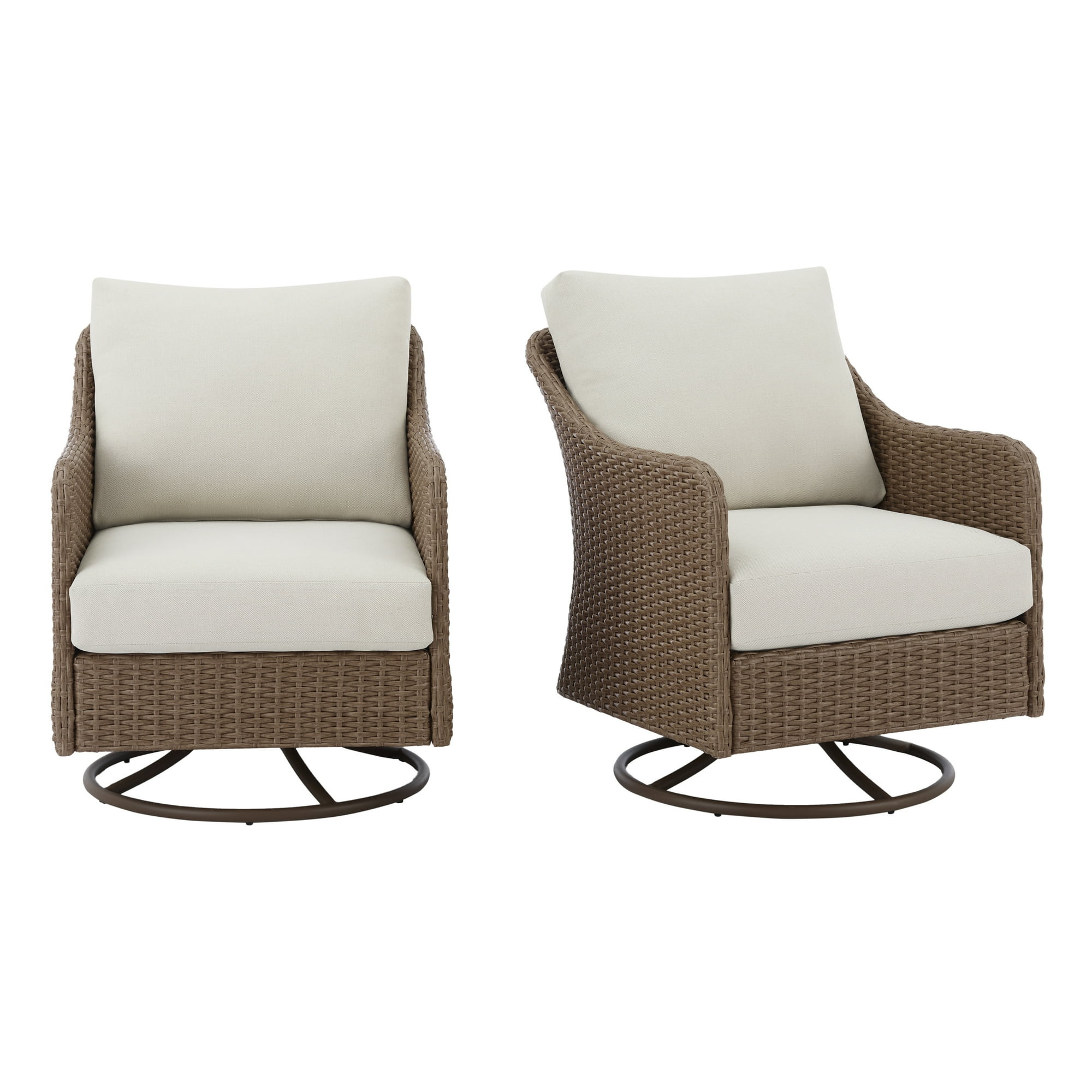 Mainstays Chelsea 2 Pieces Outdoor Patio Swivel Rocker with Beige Cushions | Walmart (US)