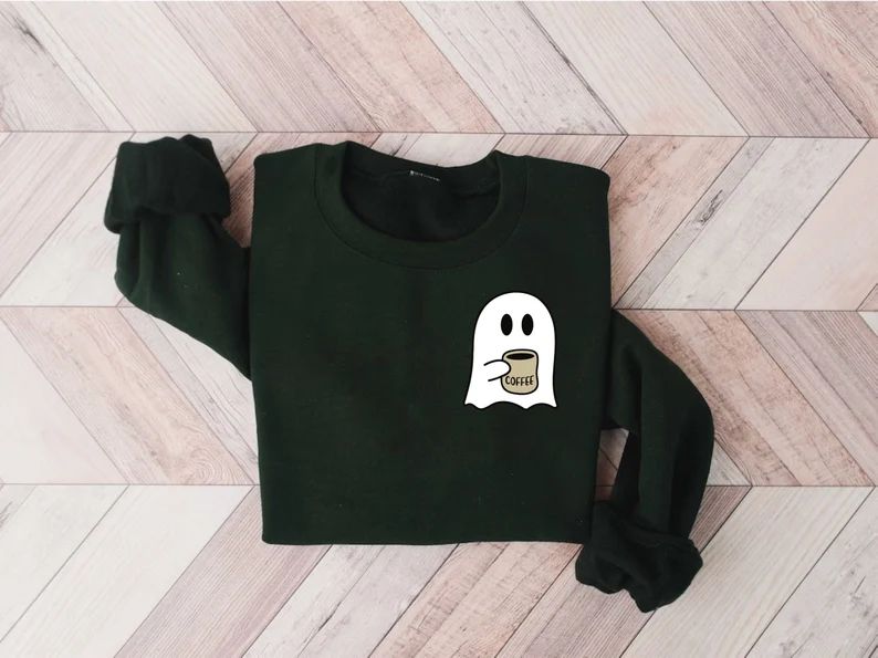 Cute Coffee Ghost Sweatshirt Womens Ghost Sweatshirt Spooky - Etsy | Etsy (US)