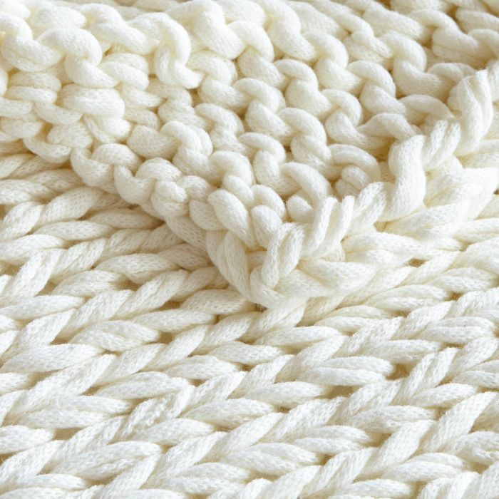 50"x60" Chunky Double Knit Handmade Throw Blanket Ivory | Target