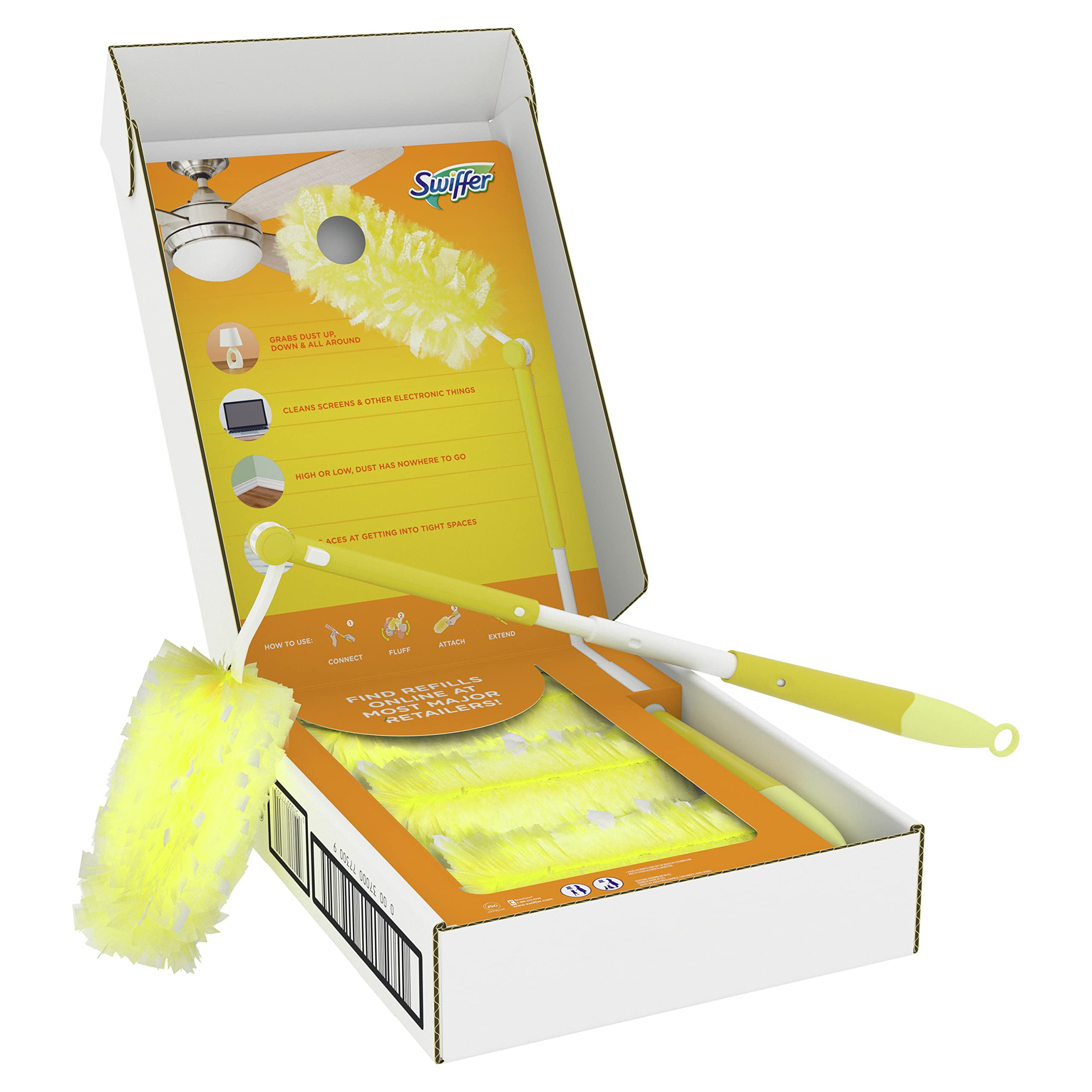 Swiffer Dusters Heavy Duty Extender Handle Starter Kit (1 Handle, 12 Dusters) | Amazon (US)