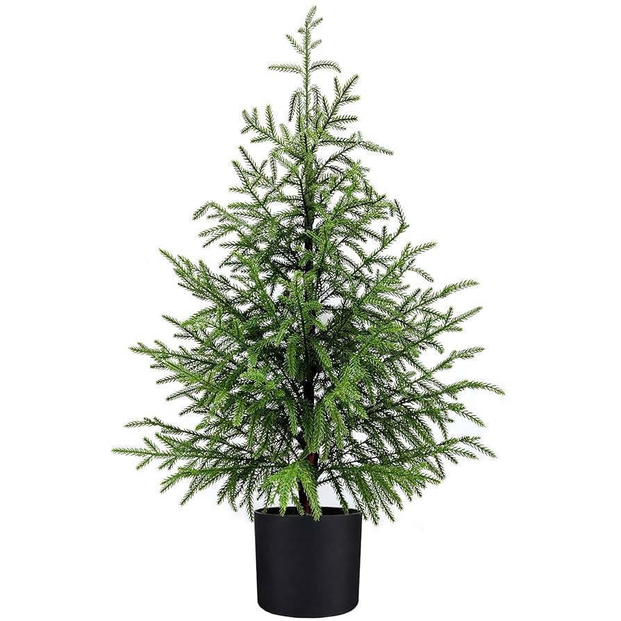 3FT Artificial Norfolk Pine Christmas Tree Real Touch Faux Tree with Black Pot, Realistic Indoor ... | Amazon (US)
