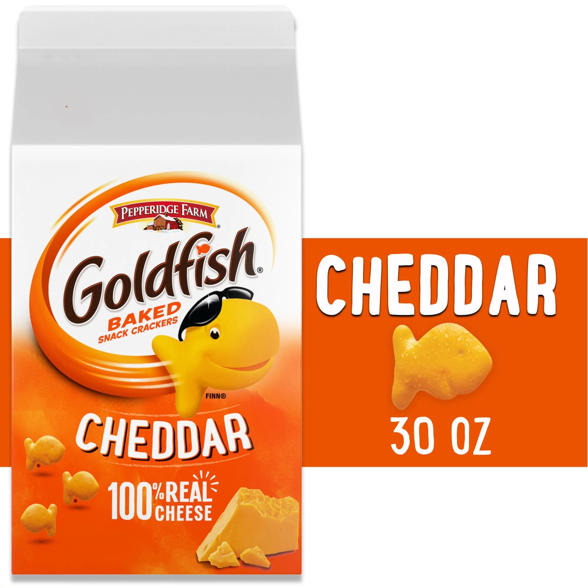Goldfish Cheddar Cheese Crackers, Baked Snack Crackers, 30 oz Carton | Walmart (US)