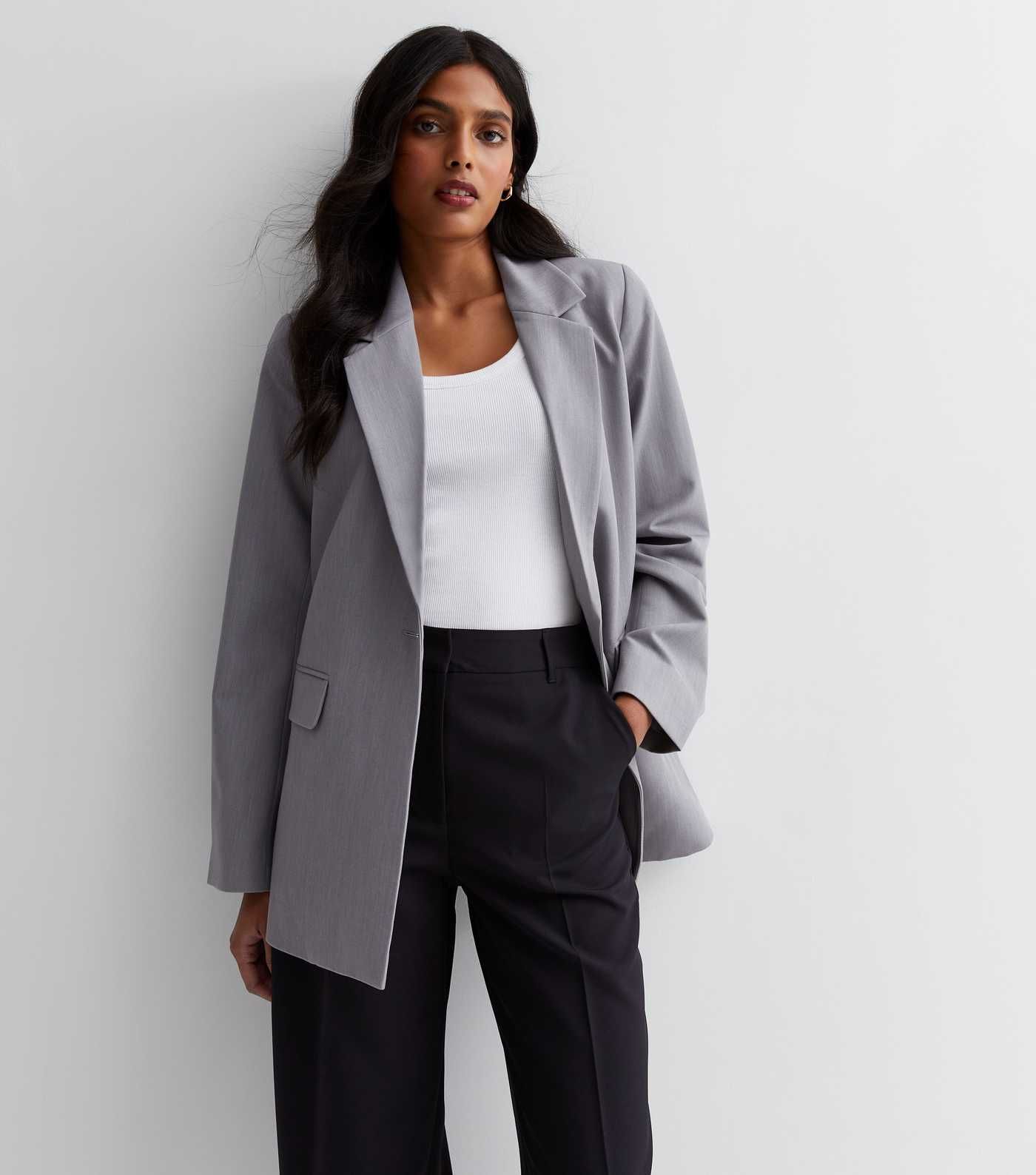 Grey Textured Long Sleeve Blazer
						
						Add to Saved Items
						Remove from Saved Items | New Look (UK)