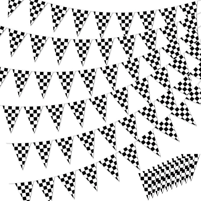 6 Pack Checkered Pennant Banner Flags Racing Birthday Decorations, Racing Flag Banner for Checker... | Amazon (US)