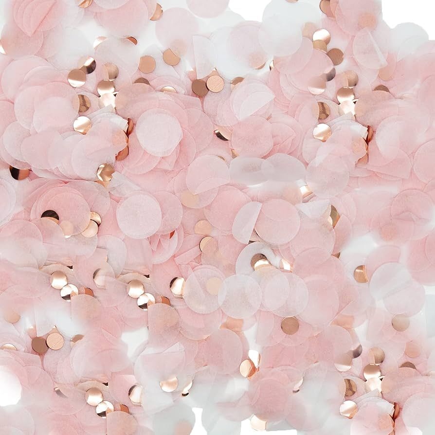 Round Tissue Confetti Glitter,Rose Gold Pink White Paper Tissue Confetti Dots for Wedding Birthda... | Amazon (US)