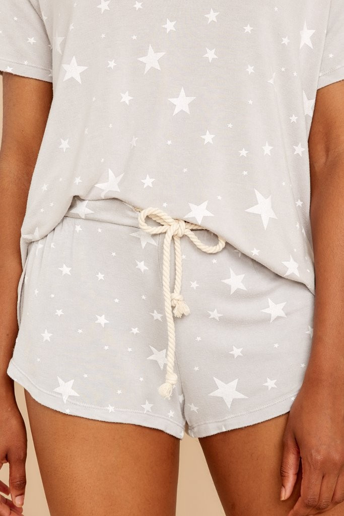 Star Lit Nights Grey Star Print Pajama Bottoms | Red Dress 
