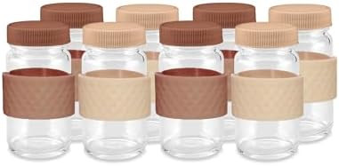 Juice Shot Containers, Glass, Clear, 2oz, Colored Lids & Silicone Grip Bands, Beverage Storage, J... | Amazon (US)