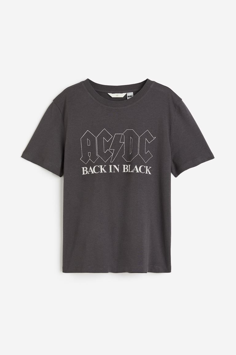 T-shirt with Motif - Dark gray/AC/DC - Ladies | H&M US | H&M (US + CA)