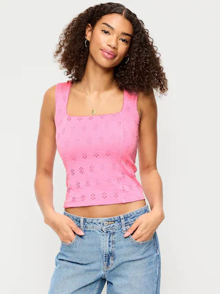 Seamed-Bodice Eyelet Tank Top | Old Navy (US)