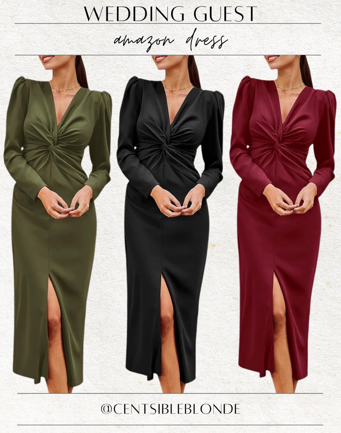 Amazon dress
Wedding guest dress 
Cocktail attire 
Fall dress 
Long sleeve dress 
V neck dress 

#LTKFindsUnder50 #LTKWedding #LTKParties