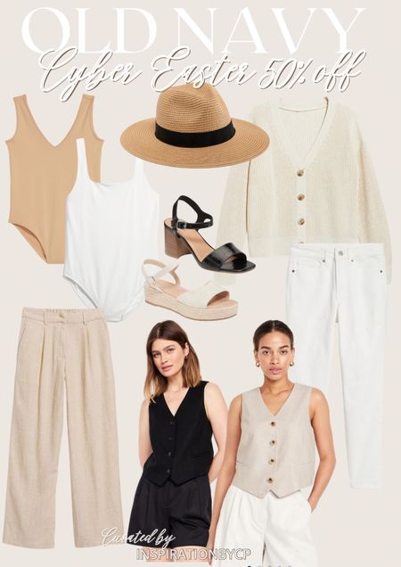 OLD NAVY CYBER EASTER 50% OFF EVERYTHING 
spring break. Sandals, linen, women dress, linen trousers, sun hat, bodysuit, summer blazer

#LTKstyletip #LTKfindsunder50 #LTKsalealert