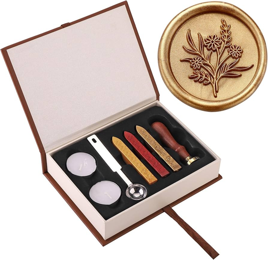 Yoption Wildflower Wax Seal Stamp Kit with Sealing Wax Sticks | Amazon (US)