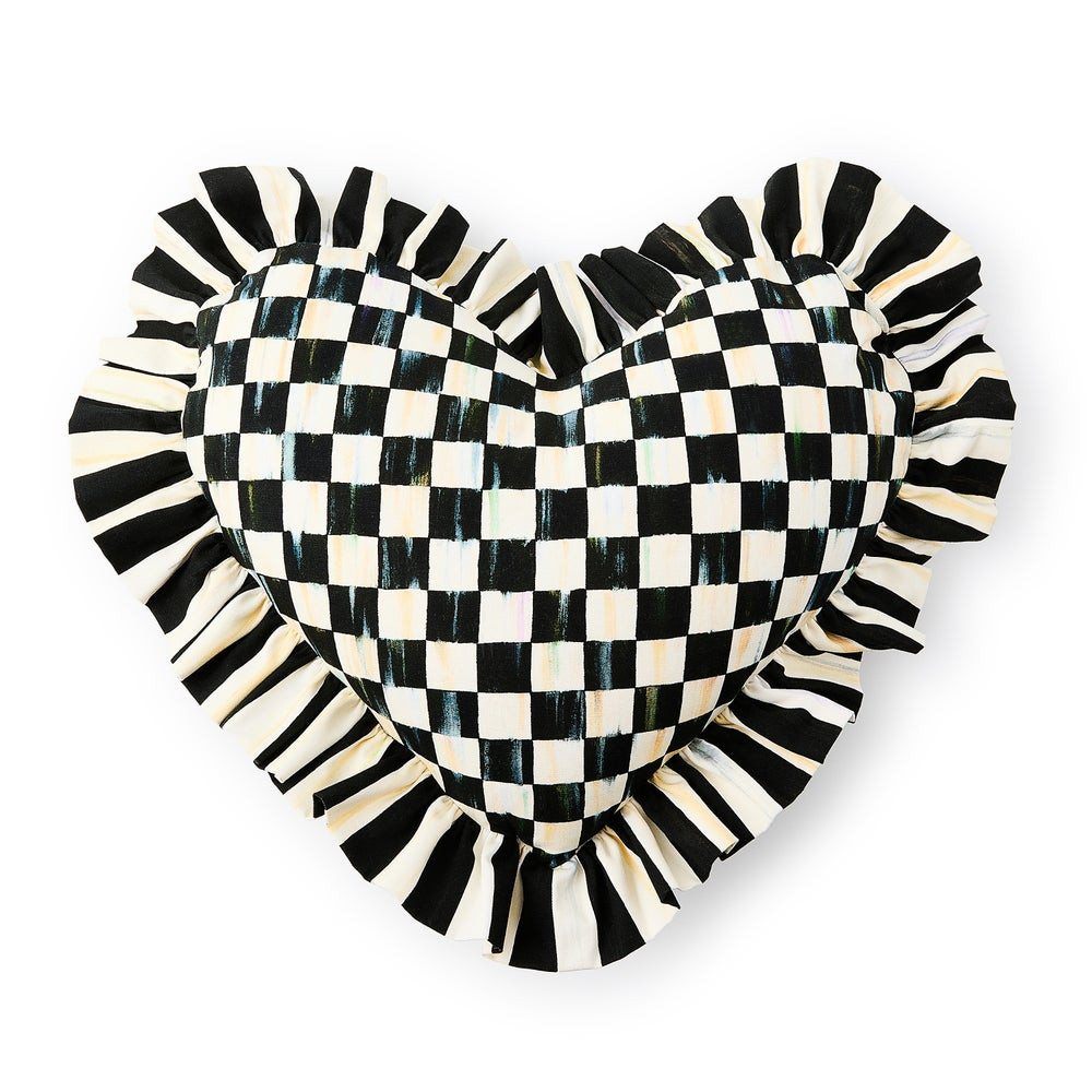 Courtly Heart Throw Pillow with Ruffle | MacKenzie-Childs