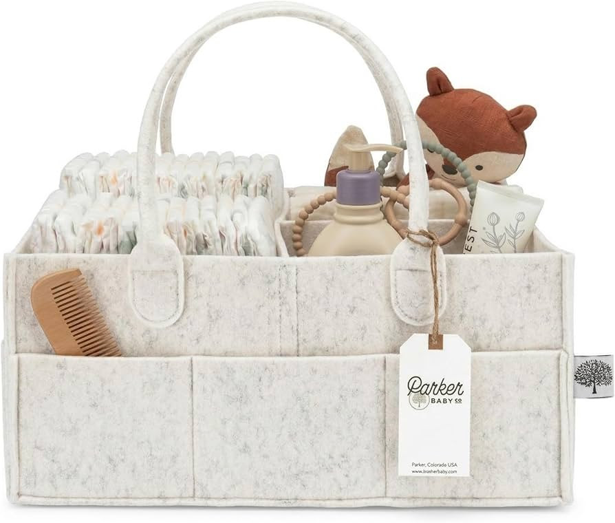 Parker Baby Diaper Caddy - Nursery Storage Bin and Car Organizer for Diapers and Baby Wipes - Whi... | Amazon (US)