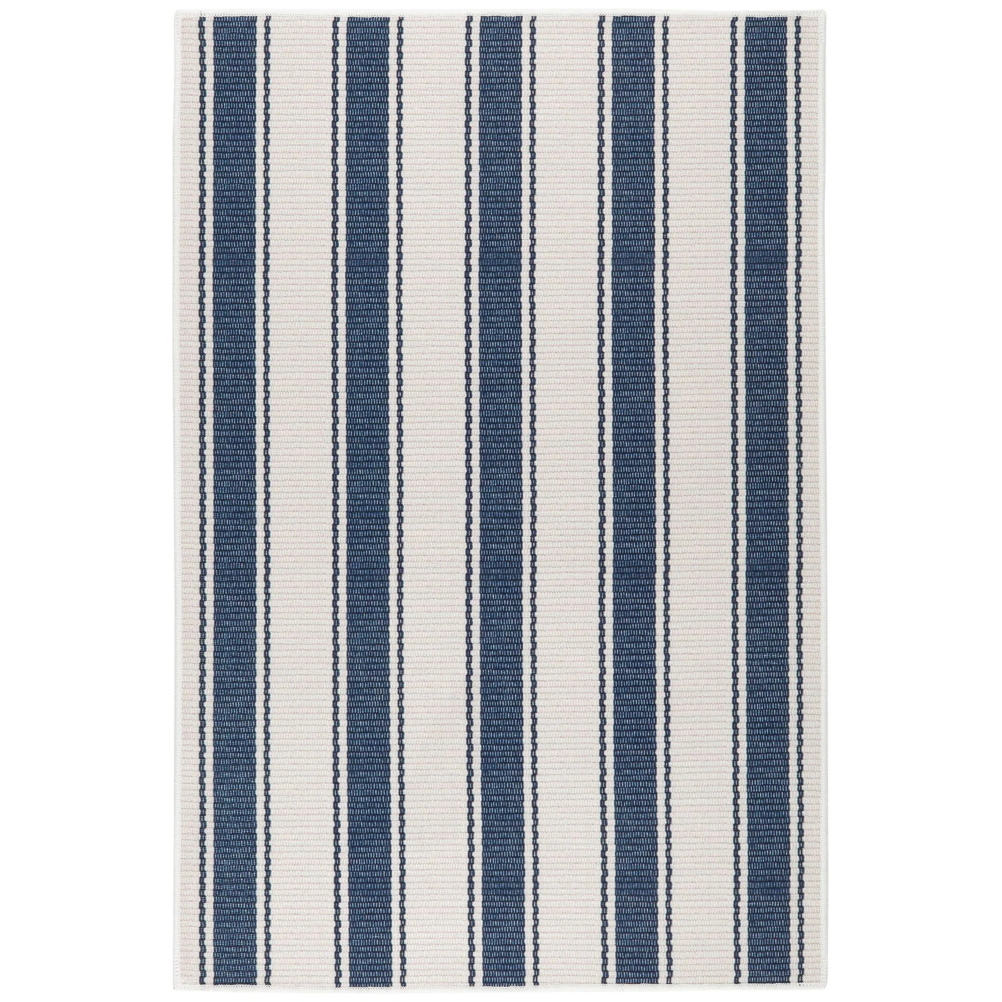 Blue Awning Stripe Machine Washable Rug | Birch Lane