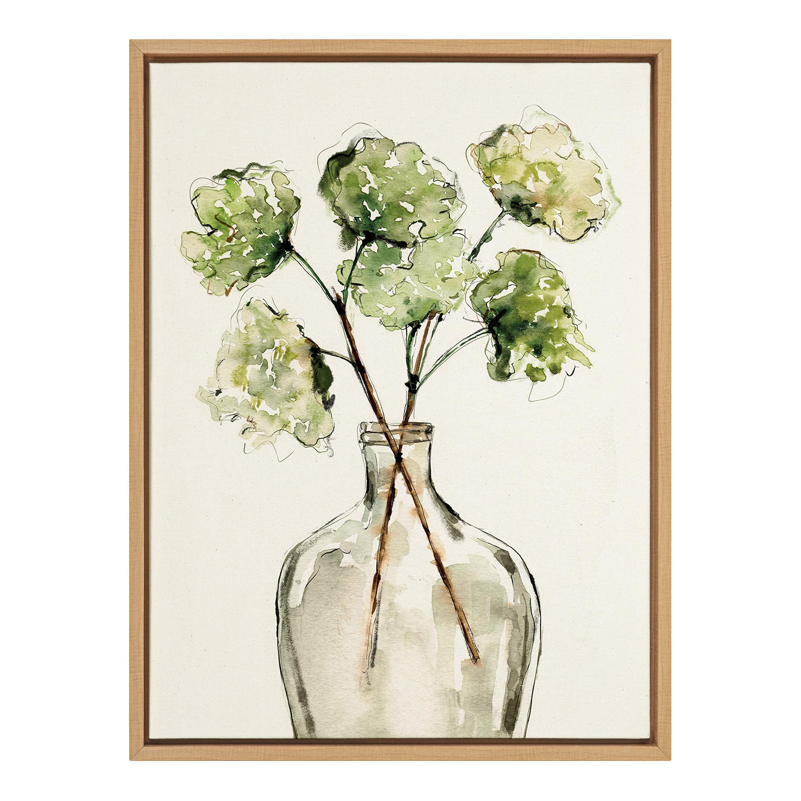 Kate and Laurel Sylvie Greenery Vase Framed Linen Textured Canvas Wall Art by Sara Berrenson, 18x... | Amazon (US)