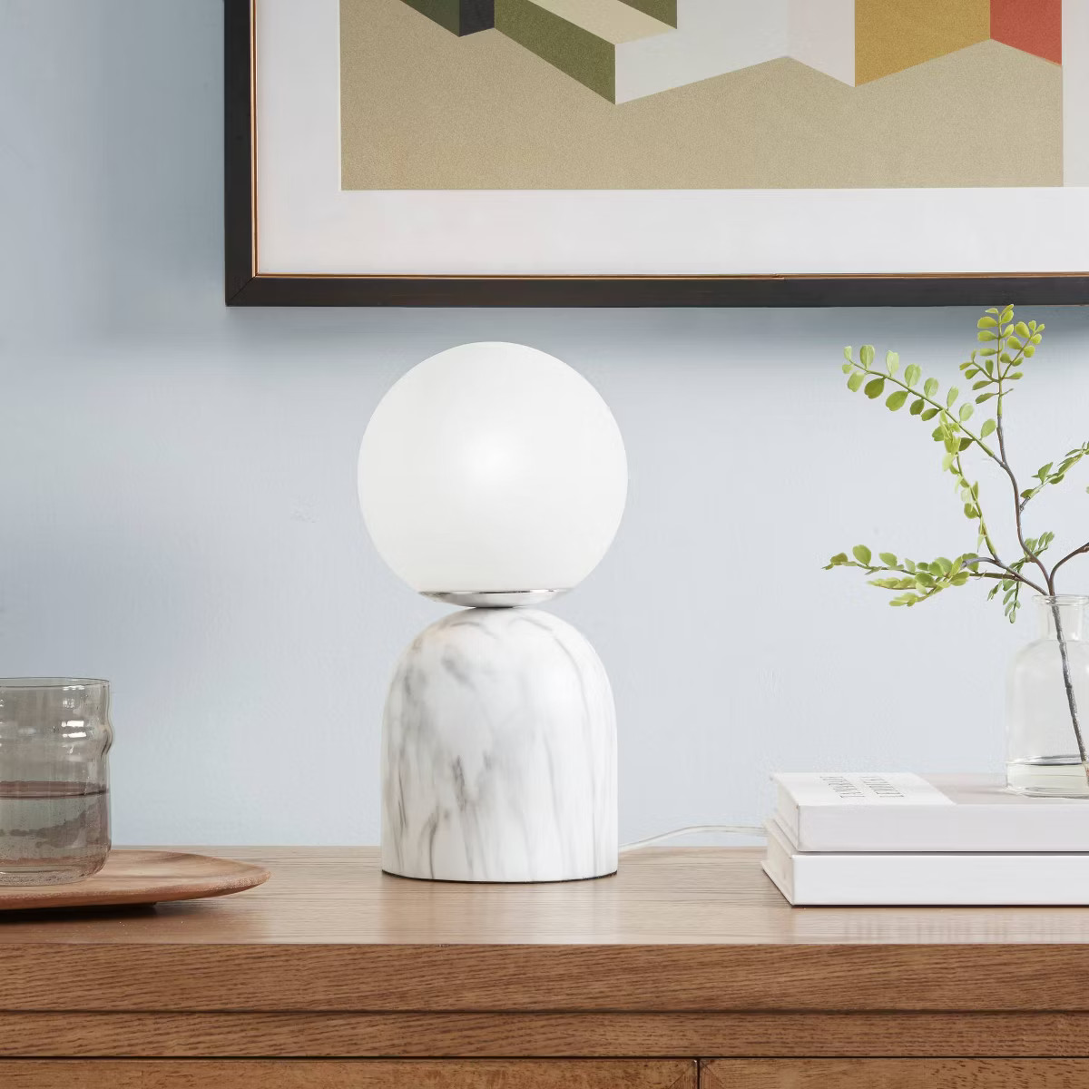 Nelia Frosted Glass Globe Resin Table Lamp White - Ink+Ivy: Modern Accent, Marble Pattern Base, E... | Target