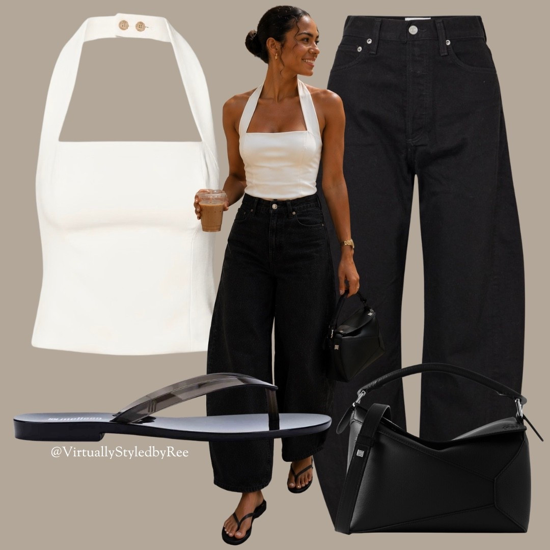 The elevated basics formula 🤍🖤 This white halter top + black barrel leg denim combo is giving effortless luxury. 

Shop below 👇 #LTKstyletip #LTKitbag #LTKluxury

#LTKsummer #LTKuk #LTKeurope