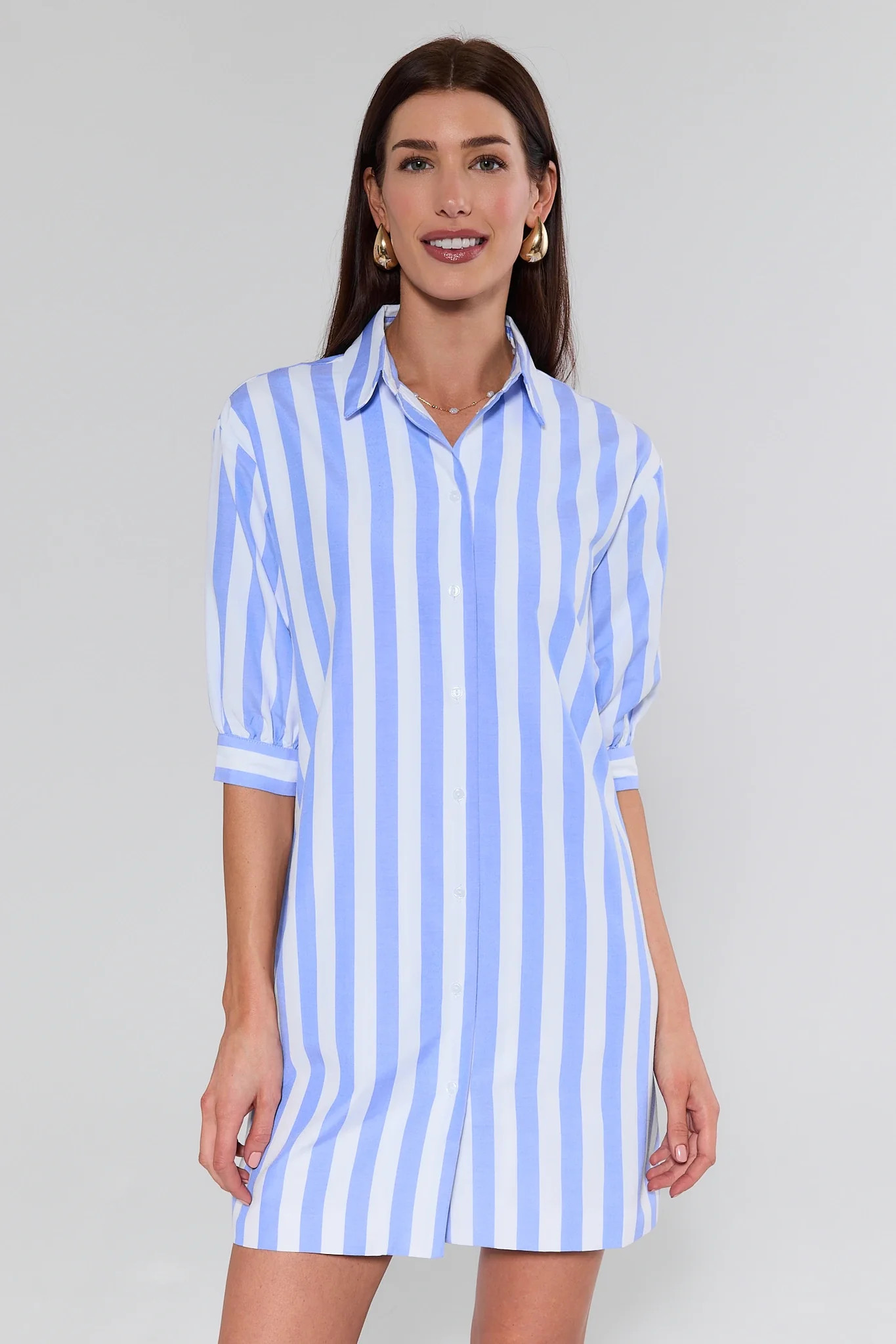 Colby Blue Striped Short Dress | Avara