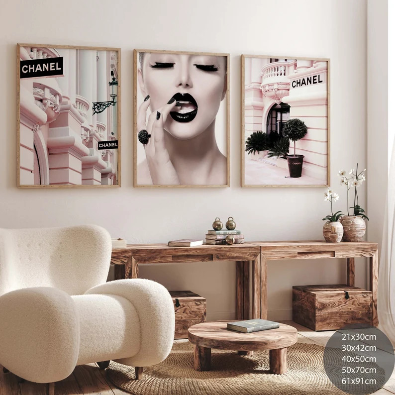 3x Fashion Poster Set Rose - Murals - Premium Photo Paper Matt - Wall Decoration - Decoration Liv... | Etsy (US)