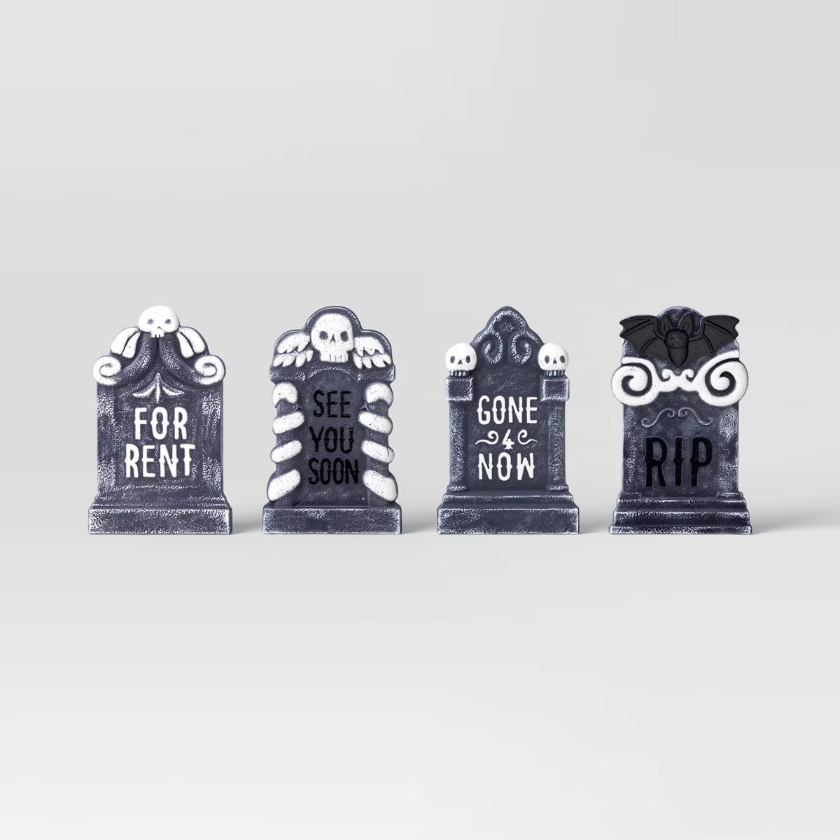 4pk 17" Tombstones Halloween Decorative Prop Brick Toned/Black - Hyde and EEK! Boutique™ | Target